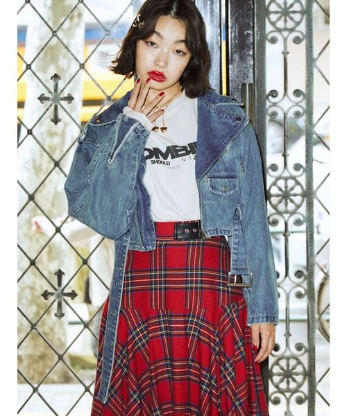 jouetie（ジュエティ）の「ショートデニムライダースジャケット