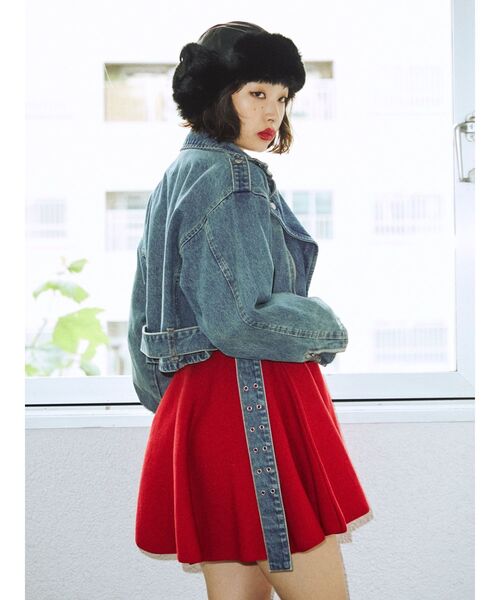 jouetie（ジュエティ）の「ショートデニムライダースジャケット