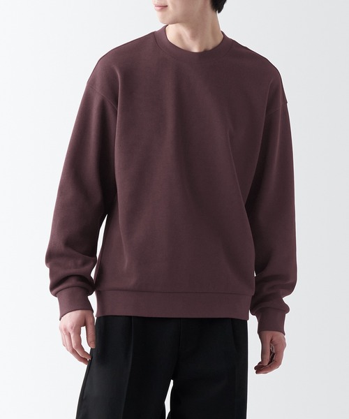 無印良品（ムジルシリョウヒン）の「二重編みスウェットシャツ（スウェット・メンズ・ベージュ系1/バーガンディー/ネイビー/ブラック/ダークグリーン/ダークブラウン・S/XS/XL/XXL/L/M）」の2枚目の写真