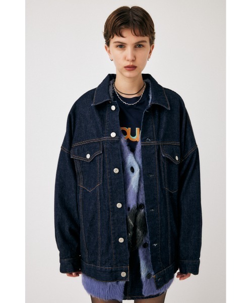 MOUSSY（マウジー）の「DENIM LONG ジャケット（デニムジャケット・レディース・ブラック/ワンウォッシュ・FREE）」の2枚目の写真