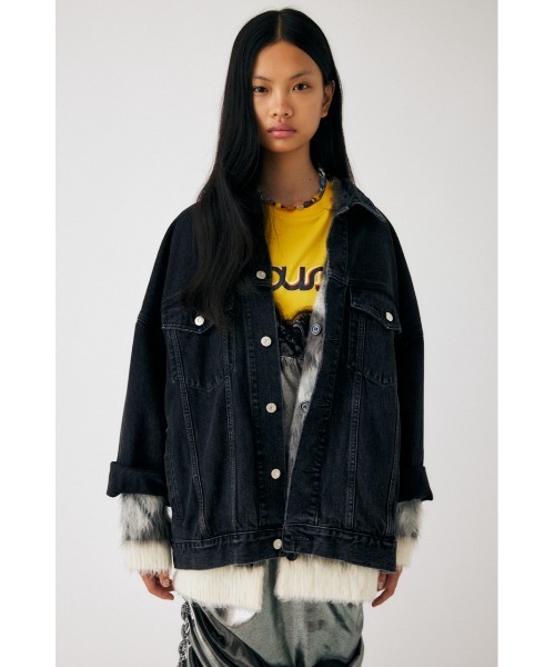 MOUSSY（マウジー）の「DENIM LONG ジャケット（デニムジャケット・レディース・ブラック/ワンウォッシュ・FREE）」の3枚目の写真