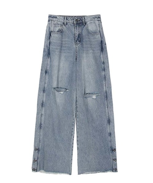 Theater code（シアターコード）の「side button damage denim pants 