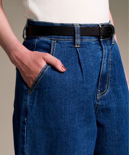 CALIFORNIA OUTFITTERS(カリフォルニア アウトフィッターズ)の「3-8A5 ハイウエスト タック ワイド リサイクルデニムパンツ(デニムパンツ・レディース・ネイビー/ワンウォッシュ/ブルー・M/L)」の7枚目の写真