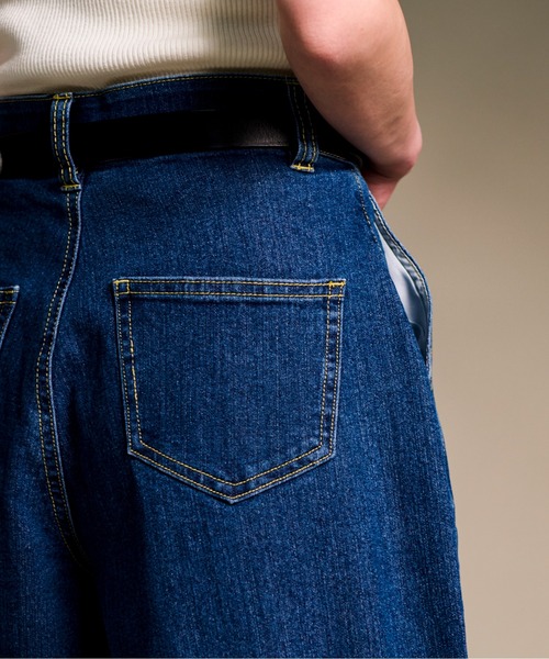 CALIFORNIA OUTFITTERS(カリフォルニア アウトフィッターズ)の「3-8A5 ハイウエスト タック ワイド リサイクルデニムパンツ(デニムパンツ・レディース・ネイビー/ワンウォッシュ/ブルー・M/L)」の6枚目の写真