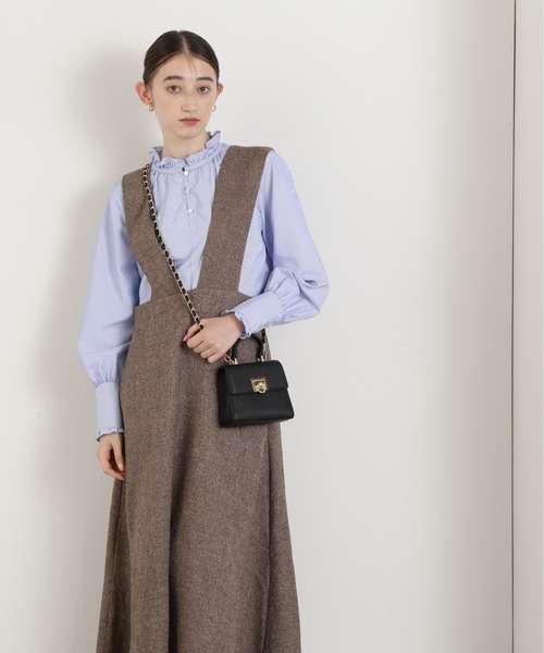 N.（N. Natural Beauty Basic）（エヌエヌナチュラルビューティーベーシック）の「【S Size Line】◆メランジジャンパースカート（ワンピース・レディース・ブルー/スミクロ/モカ・SMALL/MEDIUM）」の4枚目の写真