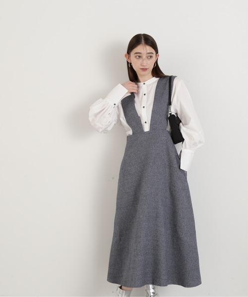 N.（N. Natural Beauty Basic）（エヌエヌナチュラルビューティーベーシック）の「【S Size Line】◆メランジジャンパースカート（ワンピース・レディース・ブルー/スミクロ/モカ・SMALL/MEDIUM）」の5枚目の写真