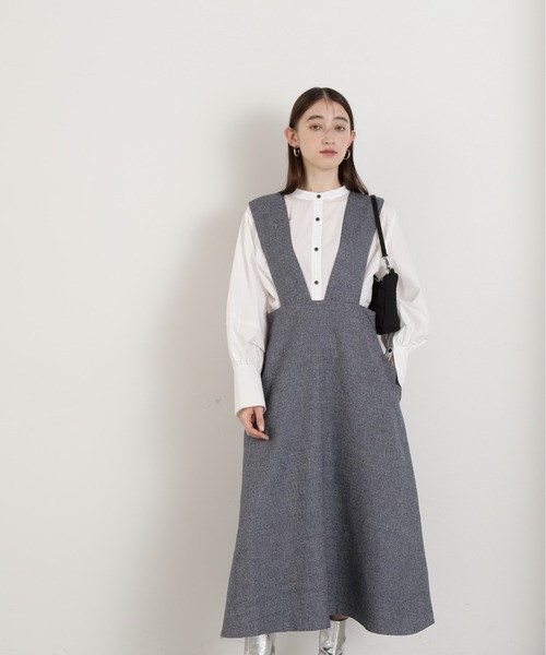 N.（N. Natural Beauty Basic）（エヌエヌナチュラルビューティーベーシック）の「【S Size Line】◆メランジジャンパースカート（ワンピース・レディース・ブルー/スミクロ/モカ・SMALL/MEDIUM）」の9枚目の写真