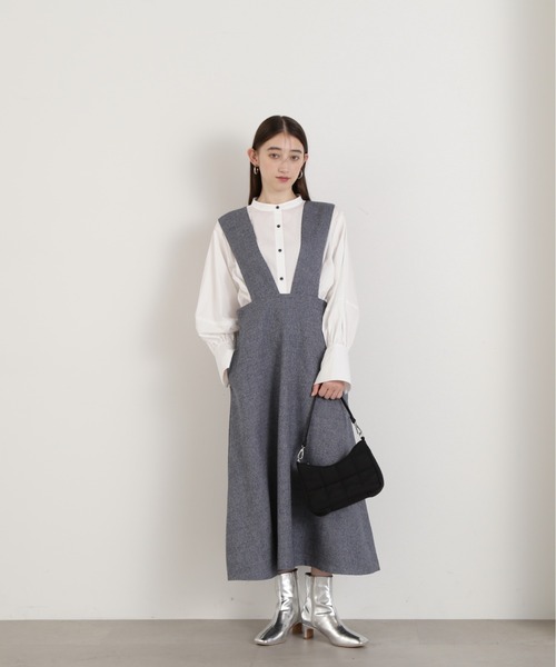 N.（N. Natural Beauty Basic）（エヌエヌナチュラルビューティーベーシック）の「【S Size Line】◆メランジジャンパースカート（ワンピース・レディース・ブルー/スミクロ/モカ・SMALL/MEDIUM）」の6枚目の写真