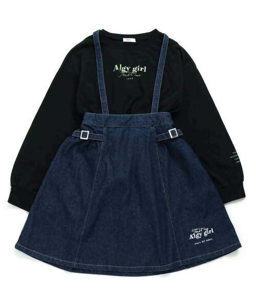 algy（アルジー）の「ロンT&ジャンスカセット（ジャンパースカート・キッズ・ベージュ/ブラック/インディゴブルー・XX-SMALL/X-SMALL/MEDIUM/SMALL）」の3枚目の写真