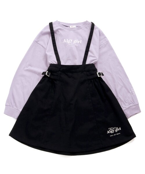 algy（アルジー）の「ロンT&ジャンスカセット（ジャンパースカート・キッズ・ベージュ/ブラック/インディゴブルー・XX-SMALL/X-SMALL/MEDIUM/SMALL）」の2枚目の写真