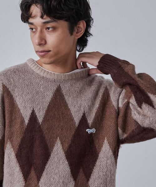 PENNEYS(ぺニーズ)の「PENNEYS(ぺニーズ)別注ビッグシルエットジャガード柄シャギーニット チェック/ペイズリー/アーガイル(ニット/セーター・メンズ・ネイビー/ベージュ/グレー/パープル/ブラウン・L/M/XL/S)」の15枚目の写真