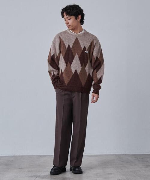 PENNEYS(ぺニーズ)の「PENNEYS(ぺニーズ)別注ビッグシルエットジャガード柄シャギーニット チェック/ペイズリー/アーガイル(ニット/セーター・メンズ・ネイビー/ベージュ/グレー/パープル/ブラウン・L/M/XL/S)」の16枚目の写真