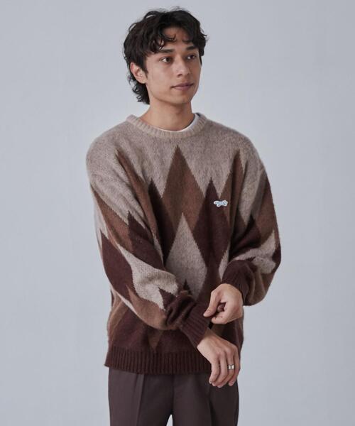 PENNEYS(ぺニーズ)の「PENNEYS(ぺニーズ)別注ビッグシルエットジャガード柄シャギーニット チェック/ペイズリー/アーガイル(ニット/セーター・メンズ・ネイビー/ベージュ/グレー/パープル/ブラウン・L/M/XL/S)」の17枚目の写真