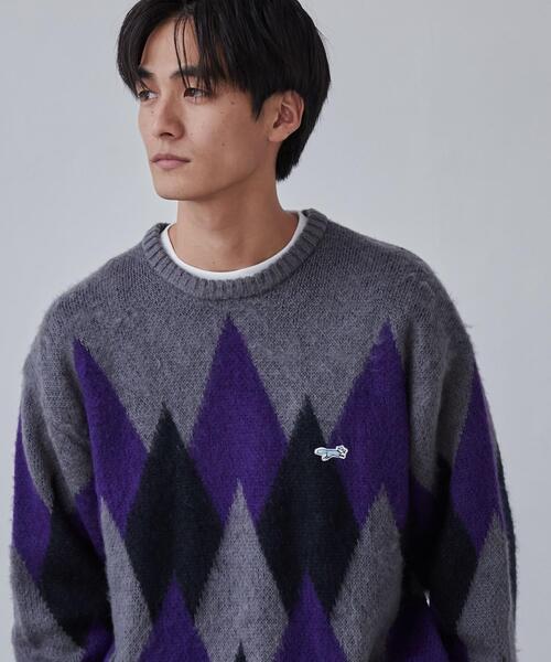 PENNEYS(ぺニーズ)の「PENNEYS(ぺニーズ)別注ビッグシルエットジャガード柄シャギーニット チェック/ペイズリー/アーガイル(ニット/セーター・メンズ・ネイビー/ベージュ/グレー/パープル/ブラウン・L/M/XL/S)」の18枚目の写真