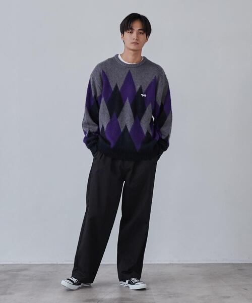 PENNEYS(ぺニーズ)の「PENNEYS(ぺニーズ)別注ビッグシルエットジャガード柄シャギーニット チェック/ペイズリー/アーガイル(ニット/セーター・メンズ・ネイビー/ベージュ/グレー/パープル/ブラウン・L/M/XL/S)」の19枚目の写真