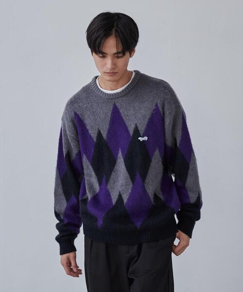 PENNEYS(ぺニーズ)の「PENNEYS(ぺニーズ)別注ビッグシルエットジャガード柄シャギーニット チェック/ペイズリー/アーガイル(ニット/セーター・メンズ・ネイビー/ベージュ/グレー/パープル/ブラウン・L/M/XL/S)」の20枚目の写真