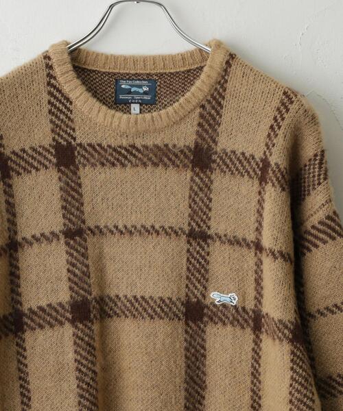 PENNEYS(ぺニーズ)の「PENNEYS(ぺニーズ)別注ビッグシルエットジャガード柄シャギーニット チェック/ペイズリー/アーガイル(ニット/セーター・メンズ・ネイビー/ベージュ/グレー/パープル/ブラウン・L/M/XL/S)」の3枚目の写真