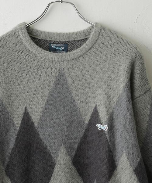 PENNEYS(ぺニーズ)の「PENNEYS(ぺニーズ)別注ビッグシルエットジャガード柄シャギーニット チェック/ペイズリー/アーガイル(ニット/セーター・メンズ・ネイビー/ベージュ/グレー/パープル/ブラウン・L/M/XL/S)」の2枚目の写真