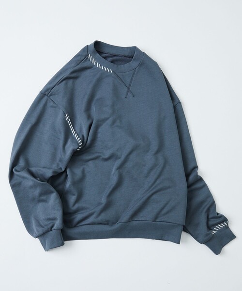 Firsthand(ファーストハンド)の「Firsthand SILVER COLLECTION/ファーストハンド シルバーコレクション HAND STICH C/N SWEAT / ステッチ クルーネックスウェット(スウェット・メンズ・ブラック/チャコールグレー・2/3)」の1枚目の写真