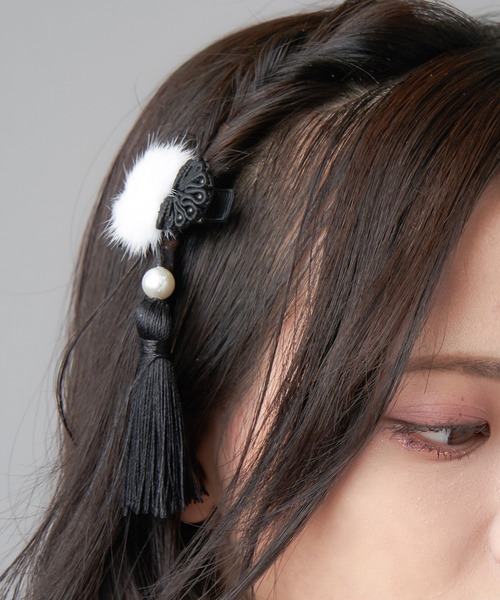 SPINNS(スピンズ)の「チャイナボタン ヘアクリップ(バレッタ/ヘアクリップ・レディース・ブラック/レッド/サックスブルー・ONESIZE)」の6枚目の写真