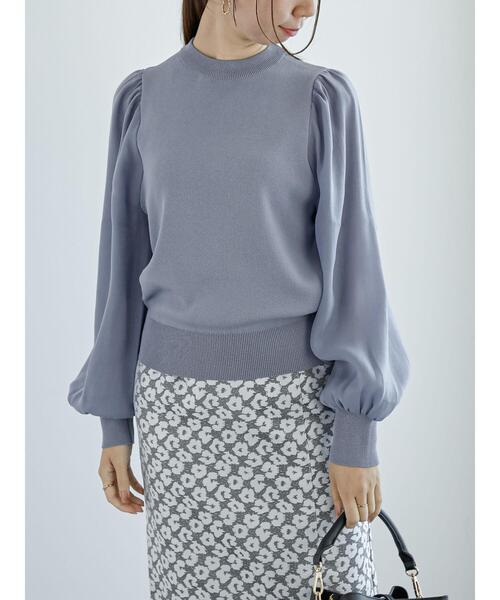 Te chichi（テチチ）の「オーガンジースリーブニットプルオーバー（ニット/セーター・レディース・ブルー/ブラック/ブラウン・F）」の11枚目の写真