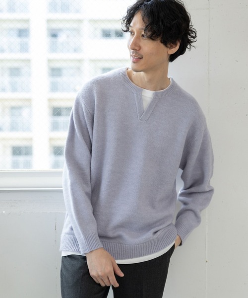 GLOBAL WORK(グローバルワーク)の「フワフワHug meキーレイヤー/704860(ニット/セーター・メンズ・ベージュ系その他3/チャコールグレー/ライトパープル/カーキ/ネイビー/ホワイト系その他2・MEDIUM/SMALL/X-LARGE/LARGE)」の6枚目の写真
