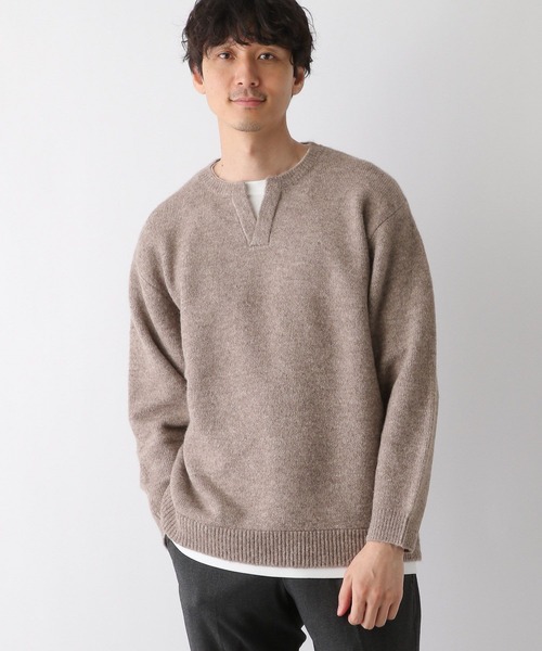 GLOBAL WORK(グローバルワーク)の「フワフワHug meキーレイヤー/704860(ニット/セーター・メンズ・ベージュ系その他3/チャコールグレー/ライトパープル/カーキ/ネイビー/ホワイト系その他2・MEDIUM/SMALL/X-LARGE/LARGE)」の4枚目の写真