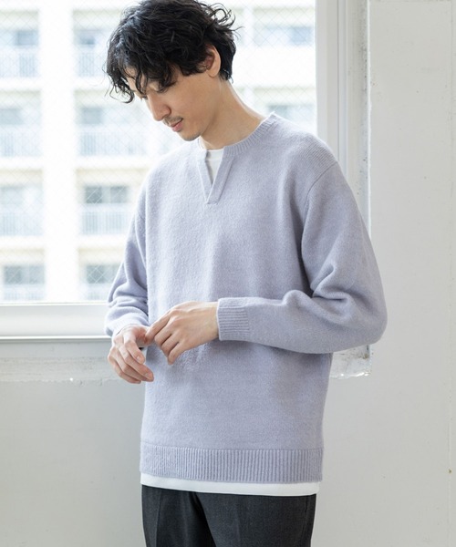 GLOBAL WORK(グローバルワーク)の「フワフワHug meキーレイヤー/704860(ニット/セーター・メンズ・ベージュ系その他3/チャコールグレー/ライトパープル/カーキ/ネイビー/ホワイト系その他2・MEDIUM/SMALL/X-LARGE/LARGE)」の7枚目の写真
