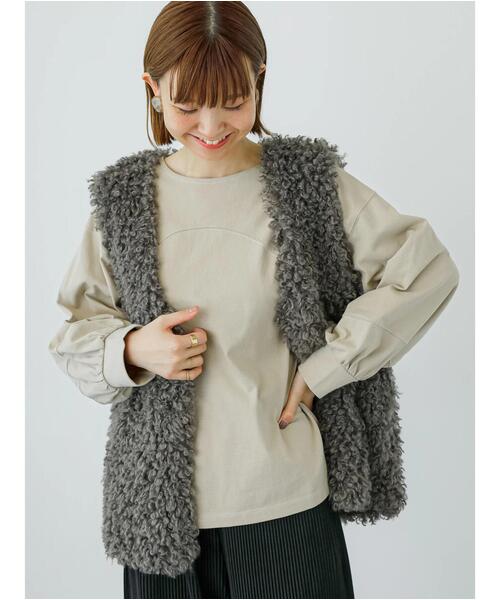 Lugnoncure(ルノンキュール)の「配色ステッチカットソープルオーバー(Tシャツ/カットソー・レディース・ベージュ/ブラック/オフホワイト・F)」の3枚目の写真