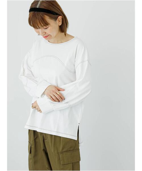 Lugnoncure(ルノンキュール)の「配色ステッチカットソープルオーバー(Tシャツ/カットソー・レディース・ベージュ/ブラック/オフホワイト・F)」の7枚目の写真