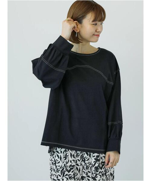 Lugnoncure(ルノンキュール)の「配色ステッチカットソープルオーバー(Tシャツ/カットソー・レディース・ベージュ/ブラック/オフホワイト・F)」の13枚目の写真