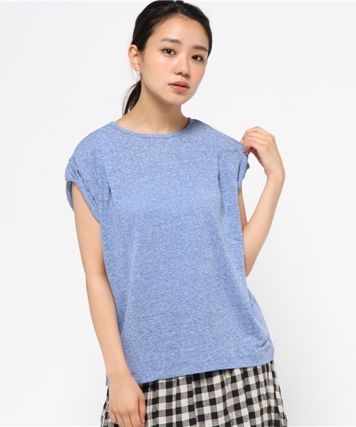OUTLET(アウトレット)の「【Ciaopanic】フランダース麻天竺袖口ターンバックTOPS(Tシャツ/カットソー・レディース・イエロー/ライトブルー/ブルー・FREE)」の2枚目の写真