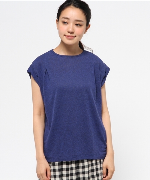 OUTLET(アウトレット)の「【Ciaopanic】フランダース麻天竺袖口ターンバックTOPS(Tシャツ/カットソー・レディース・イエロー/ライトブルー/ブルー・FREE)」の8枚目の写真