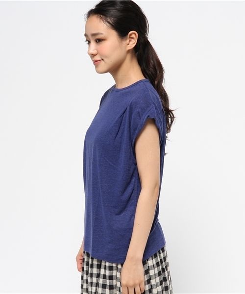 OUTLET(アウトレット)の「【Ciaopanic】フランダース麻天竺袖口ターンバックTOPS(Tシャツ/カットソー・レディース・イエロー/ライトブルー/ブルー・FREE)」の9枚目の写真