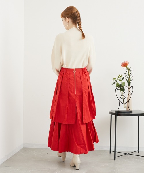 1%(イチ パーセント)の「1% ダブルプリーツスカート(スカート・レディース・レッド/ブラック・FREE)」の7枚目の写真