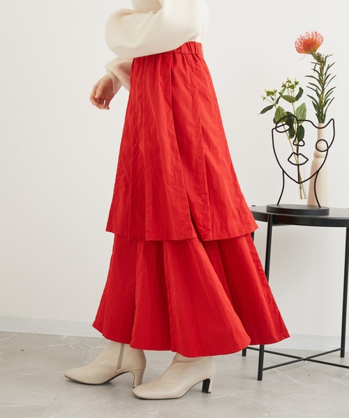 1%(イチ パーセント)の「1% ダブルプリーツスカート(スカート・レディース・レッド/ブラック・FREE)」の12枚目の写真