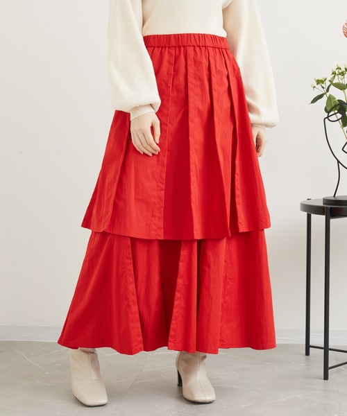 1%(イチ パーセント)の「1% ダブルプリーツスカート(スカート・レディース・レッド/ブラック・FREE)」の15枚目の写真