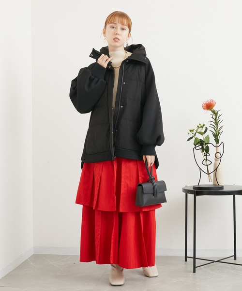 1%(イチ パーセント)の「1% ダブルプリーツスカート(スカート・レディース・レッド/ブラック・FREE)」の3枚目の写真