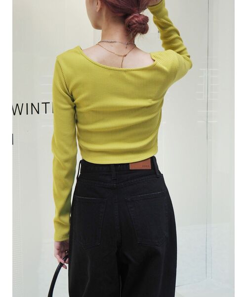 EVRIS（エヴリス）の「クロスリブクロップドトップス（Tシャツ/カットソー・レディース・イエロー/ブラック/ホワイト・FREE）」の19枚目の写真