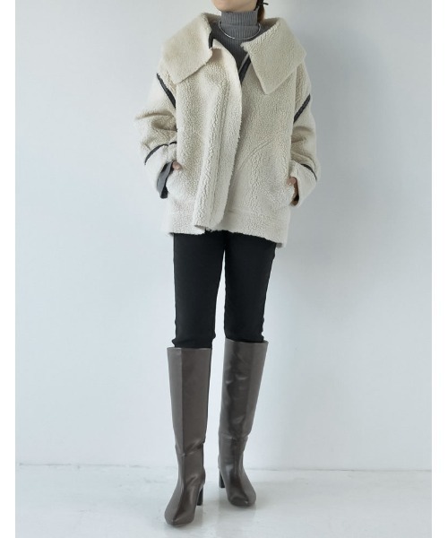 Re:EDIT（リエディ）の「[大きいサイズ有]フェイクレザーポインテッドトゥヒールロングブーツ（ブーツ・レディース・ブラウン/ブラック・X-LARGE/LARGE/MEDIUM/SMALL）」の4枚目の写真