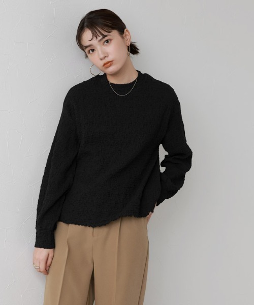 Pierrot(ピエロ)の「ボリュームスリーブシボカットソー(Tシャツ/カットソー・レディース・アイボリー/ブラック・L/M)」の14枚目の写真