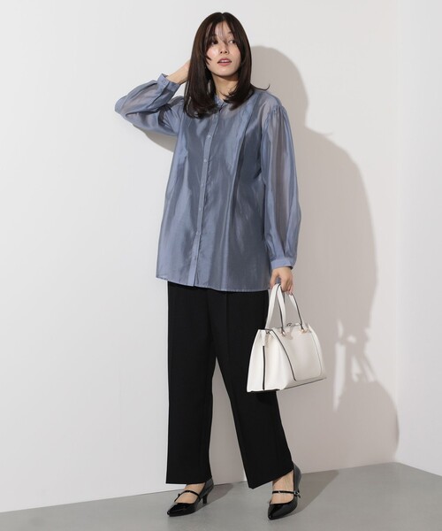 BEAMS HEART（ビームスハート）の「【2点セット】BEAMS HEART / シアーシャツ ×  スクエアネック タンクトップ（シャツ/ブラウス・レディース・サックスブルー/オレンジ/オフホワイト・FREE）」の14枚目の写真