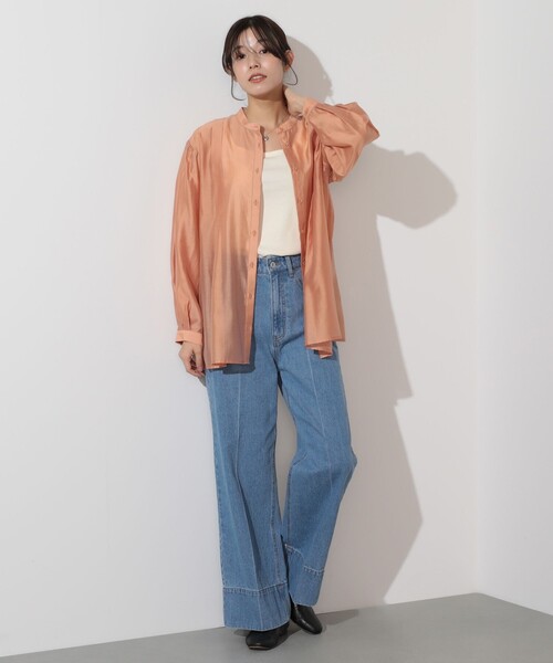 BEAMS HEART（ビームスハート）の「【2点セット】BEAMS HEART / シアーシャツ ×  スクエアネック タンクトップ（シャツ/ブラウス・レディース・サックスブルー/オレンジ/オフホワイト・FREE）」の17枚目の写真