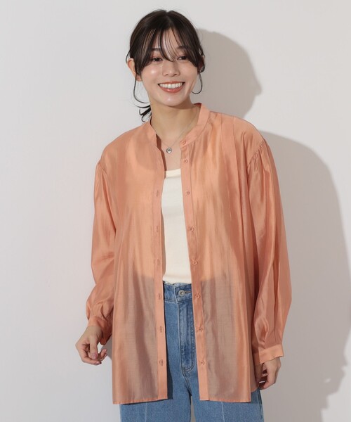 BEAMS HEART（ビームスハート）の「【2点セット】BEAMS HEART / シアーシャツ ×  スクエアネック タンクトップ（シャツ/ブラウス・レディース・サックスブルー/オレンジ/オフホワイト・FREE）」の19枚目の写真