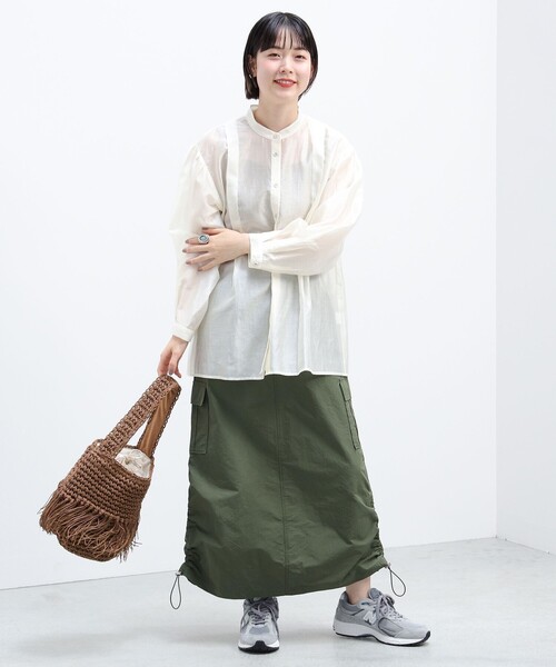 BEAMS HEART（ビームスハート）の「【2点セット】BEAMS HEART / シアーシャツ ×  スクエアネック タンクトップ（シャツ/ブラウス・レディース・サックスブルー/オレンジ/オフホワイト・FREE）」の21枚目の写真