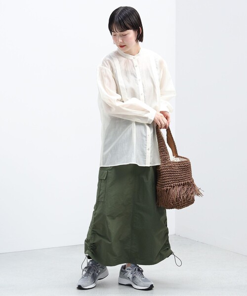 BEAMS HEART（ビームスハート）の「【2点セット】BEAMS HEART / シアーシャツ ×  スクエアネック タンクトップ（シャツ/ブラウス・レディース・サックスブルー/オレンジ/オフホワイト・FREE）」の22枚目の写真