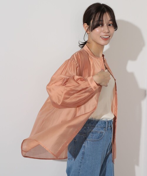 BEAMS HEART（ビームスハート）の「【2点セット】BEAMS HEART / シアーシャツ ×  スクエアネック タンクトップ（シャツ/ブラウス・レディース・サックスブルー/オレンジ/オフホワイト・FREE）」の20枚目の写真