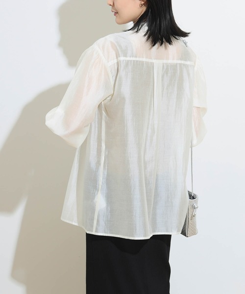 BEAMS HEART（ビームスハート）の「【2点セット】BEAMS HEART / シアーシャツ ×  スクエアネック タンクトップ（シャツ/ブラウス・レディース・サックスブルー/オレンジ/オフホワイト・FREE）」の11枚目の写真