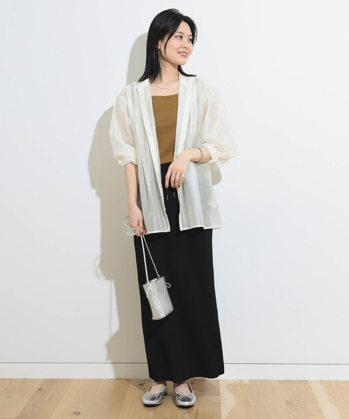 BEAMS HEART（ビームスハート）の「【2点セット】BEAMS HEART / シアーシャツ ×  スクエアネック タンクトップ（シャツ/ブラウス・レディース・サックスブルー/オレンジ/オフホワイト・FREE）」の6枚目の写真