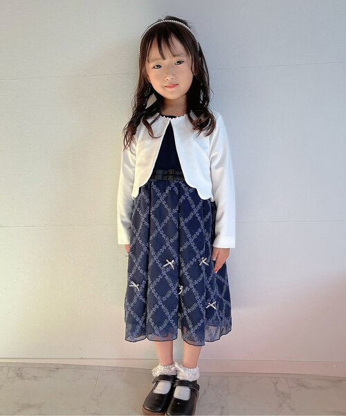apres les cours（アプレレクール）の「フォーマルボレロ（カーディガン/ボレロ・キッズ・ネイビー/オフホワイト・120/130/100/110）」の5枚目の写真
